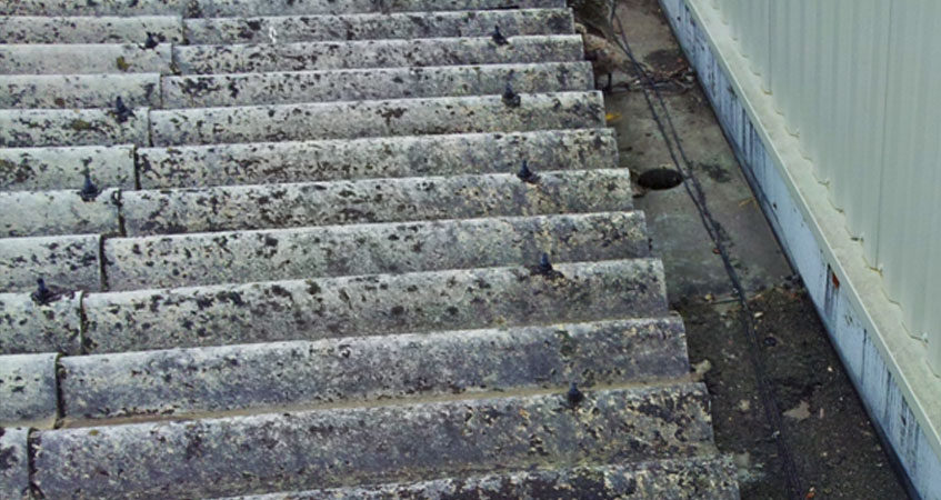 Close up of an asbestos roof