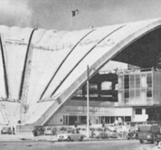 Historical image of a buildings roof