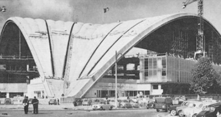 Historical image of a buildings roof