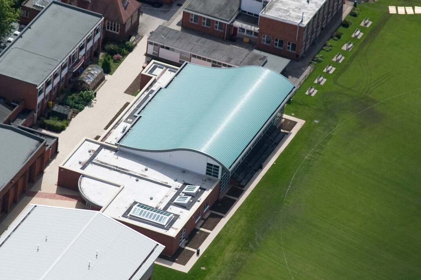 The roof of a school