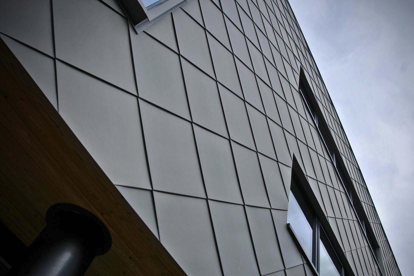 Close up of the cladding on Leicester Science Park